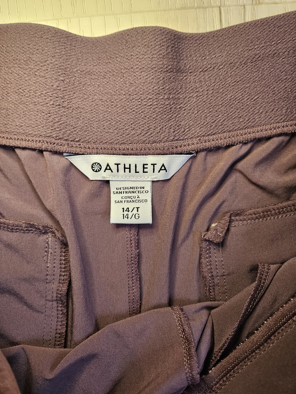 Athleta Brooklyn Heights Wide Leg Pleated Pants Mauve Purple Womens 14 Tall EUC - Picture 8 of 15